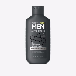 Sprchový gel na vlasy, tělo a obličej 3v1 North For Men Active Carbon