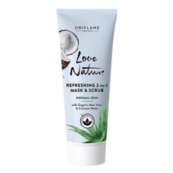 Osvěžující maska a peeling 2v1 s bio aloe vera a kokosovou vodou Love Nature